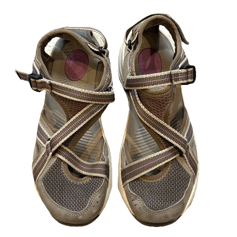 Teva Ewaso Hiking Sandals Womens 7 Gray Taupe Purple Closed Toe Trail Water Shoe